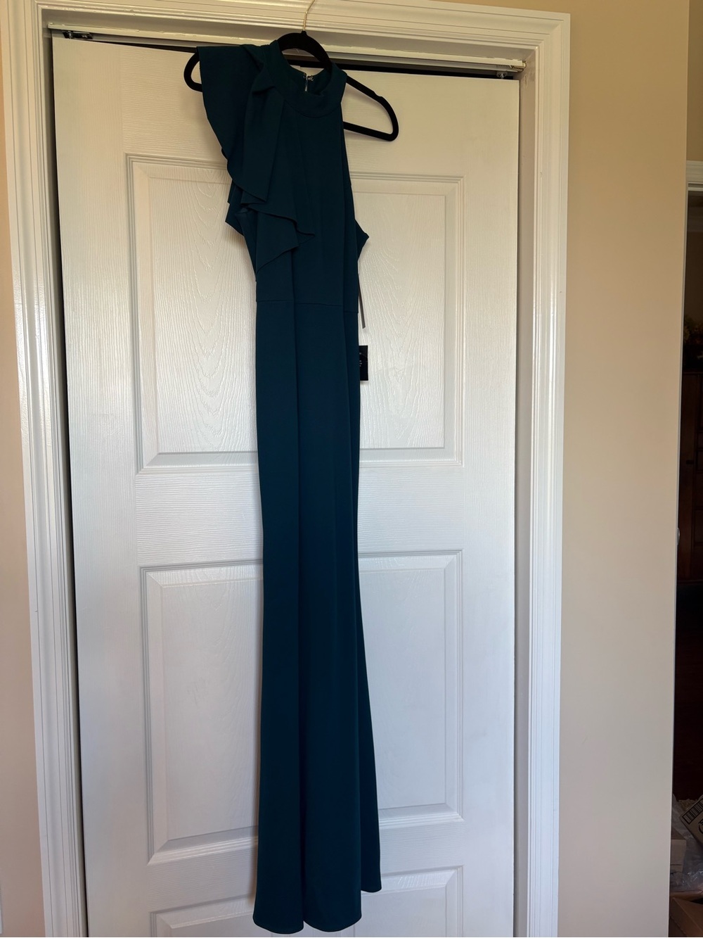 Lulu's Teal Ruffle Halter Maxi Dress